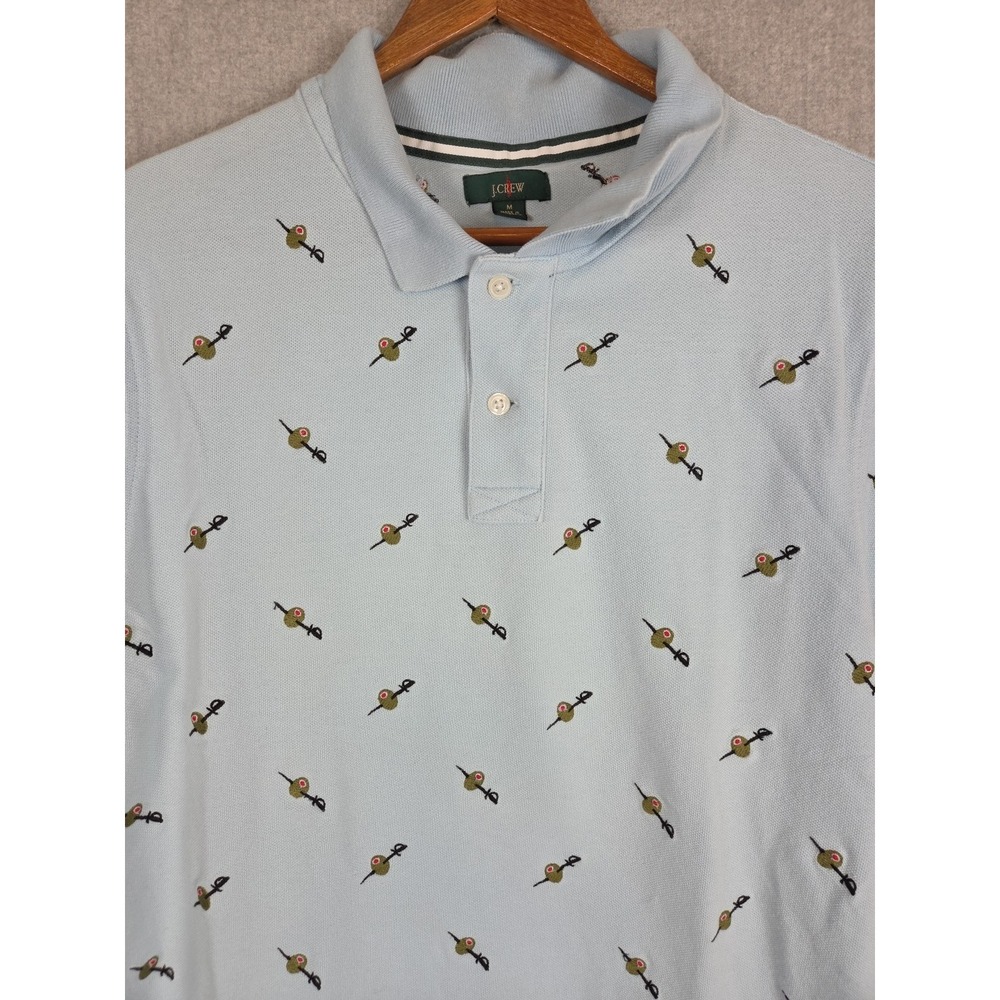 J Crew Oarsman Men's M Polo Shirt Olive Toothpicks Cocktail Theme Golf Vintage